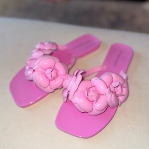 Jeffrey Campbell Pink Gel Floral Sandals